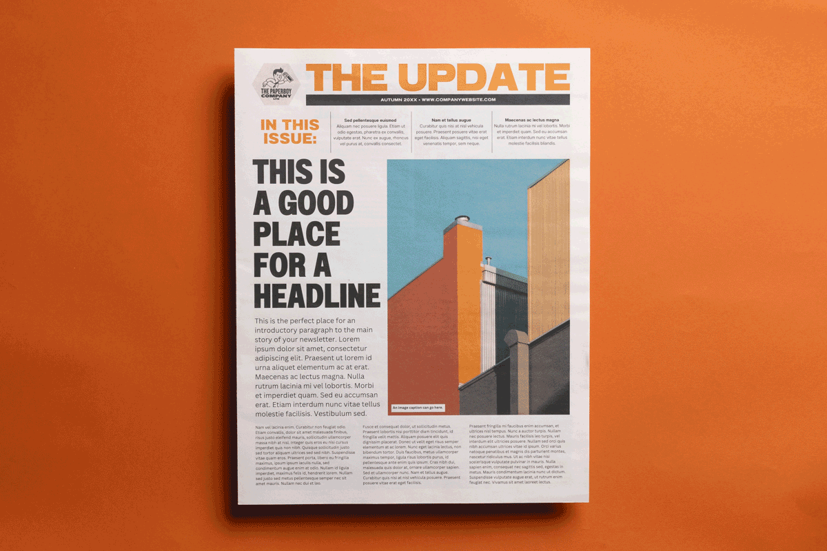 Business newsletter newspaper template for Canva