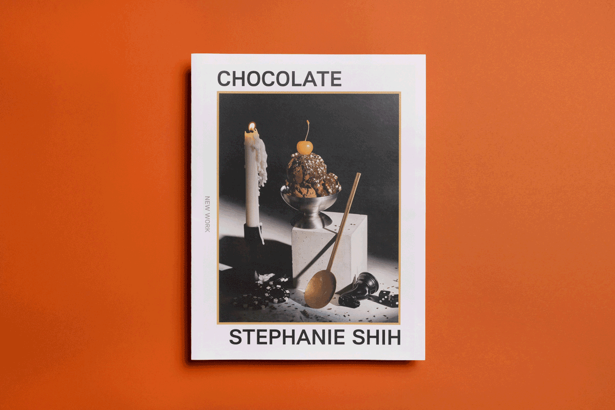 Stephanie Shih photography portfolio printed by Newspaper Club. Cover shows a chocolate photoshoot.