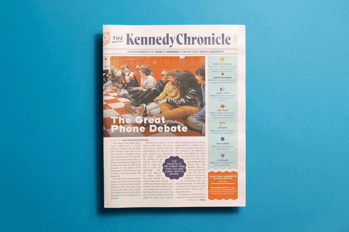 The Kennedy Chronicle school newspaper for The John F. Kennedy School in Somerville, Massachusetts. Printed by Newspaper Club.