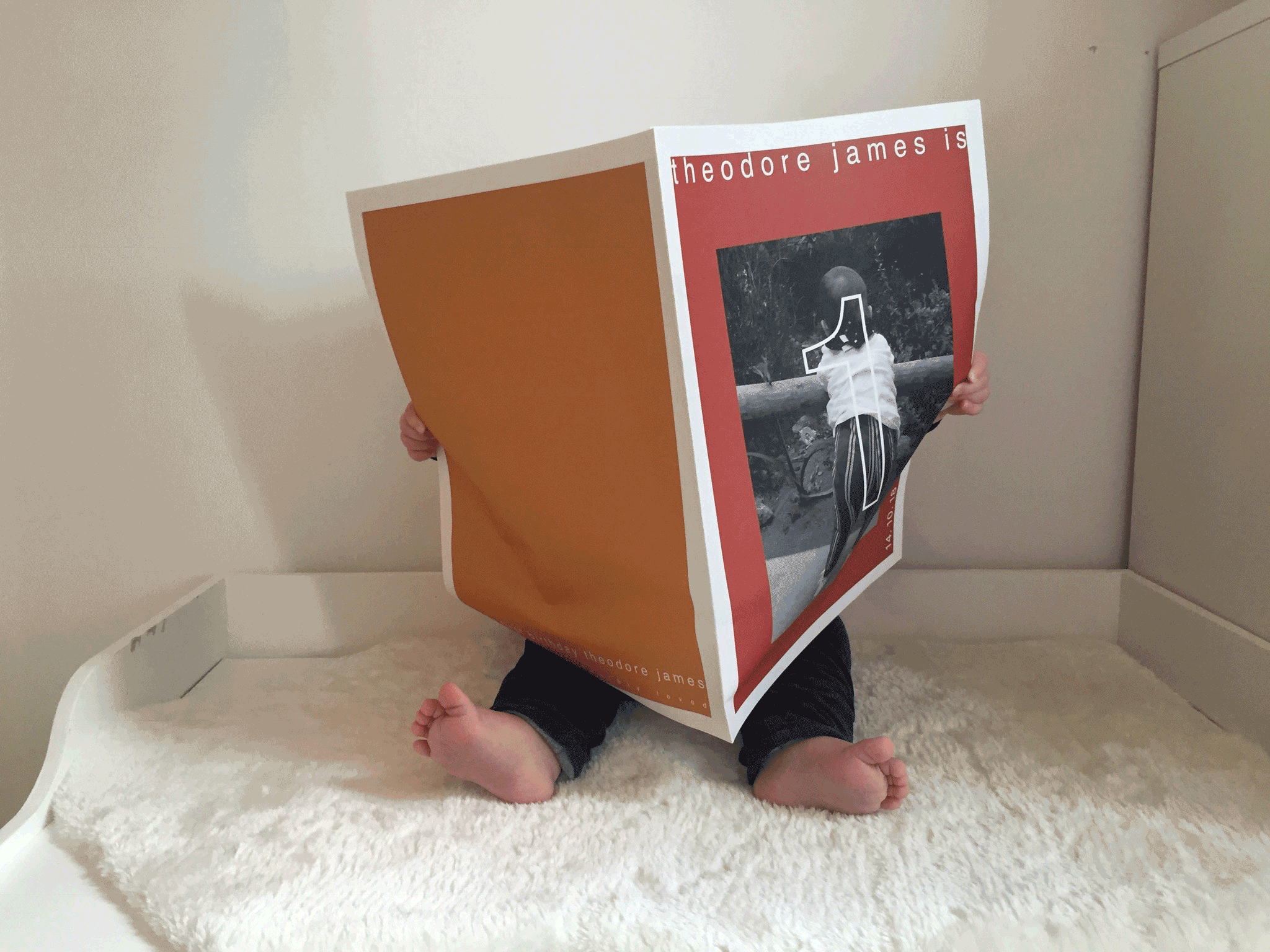 Baby first birthday custom newspaper. Printed by Newspaper Club.