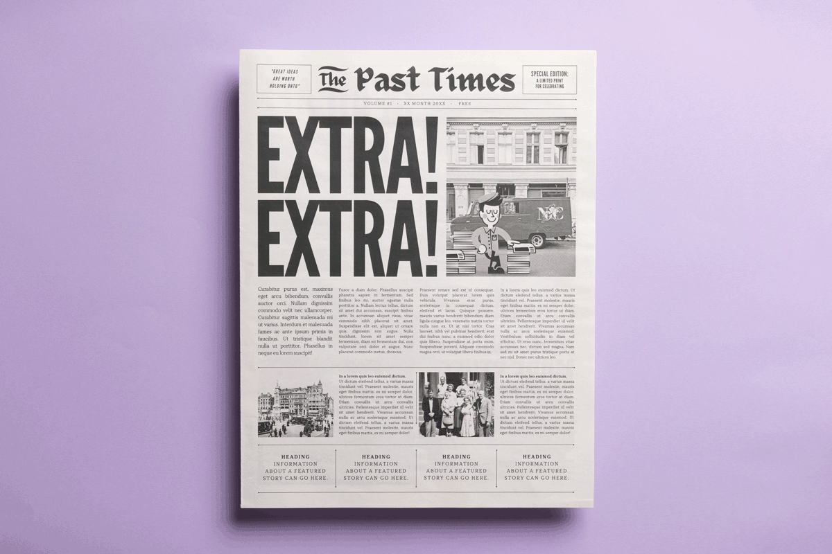 Vintage prop newspaper template for Canva