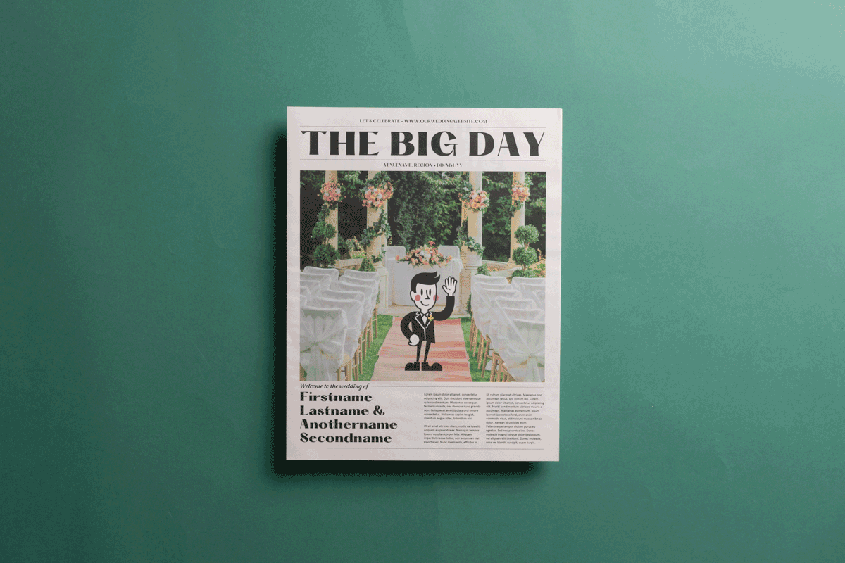 Wedding newspaper template for Canva