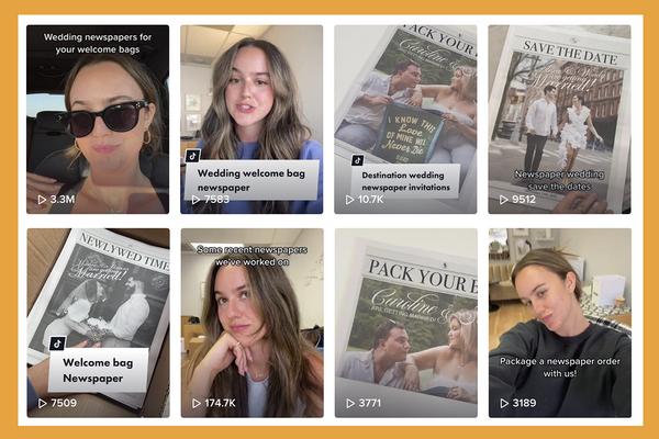 Wedding newspaper save the dates invitations TikTok inspiration