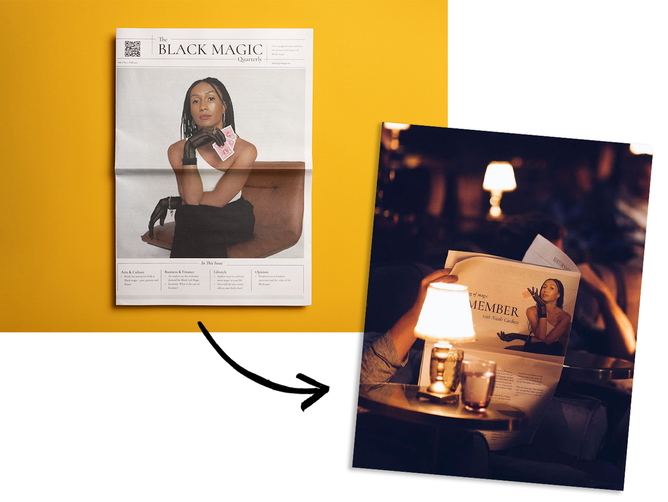 Black Magic broadsheet from Nicole Nicole Cardoza. Printed by Newspaper Club.