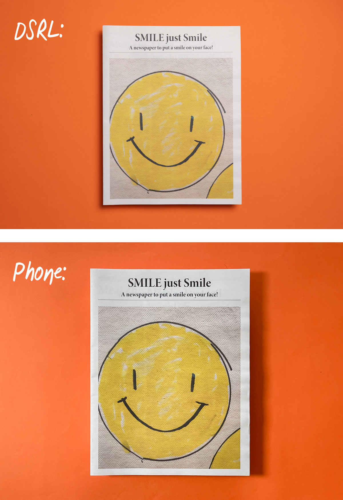 Image showing a newspaper before and after elevating it with a book underneath