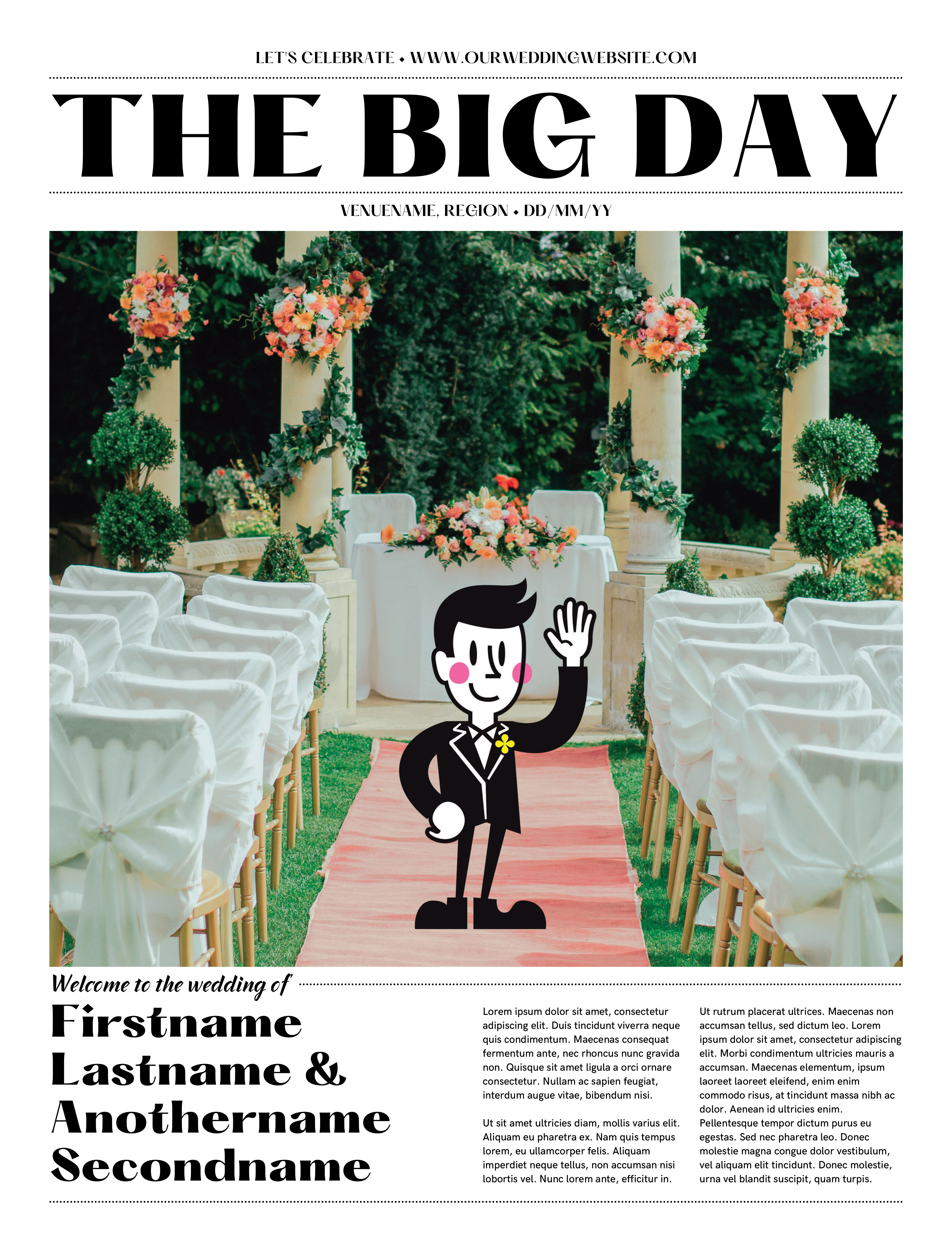 Front cover of Wedding Tabloid template