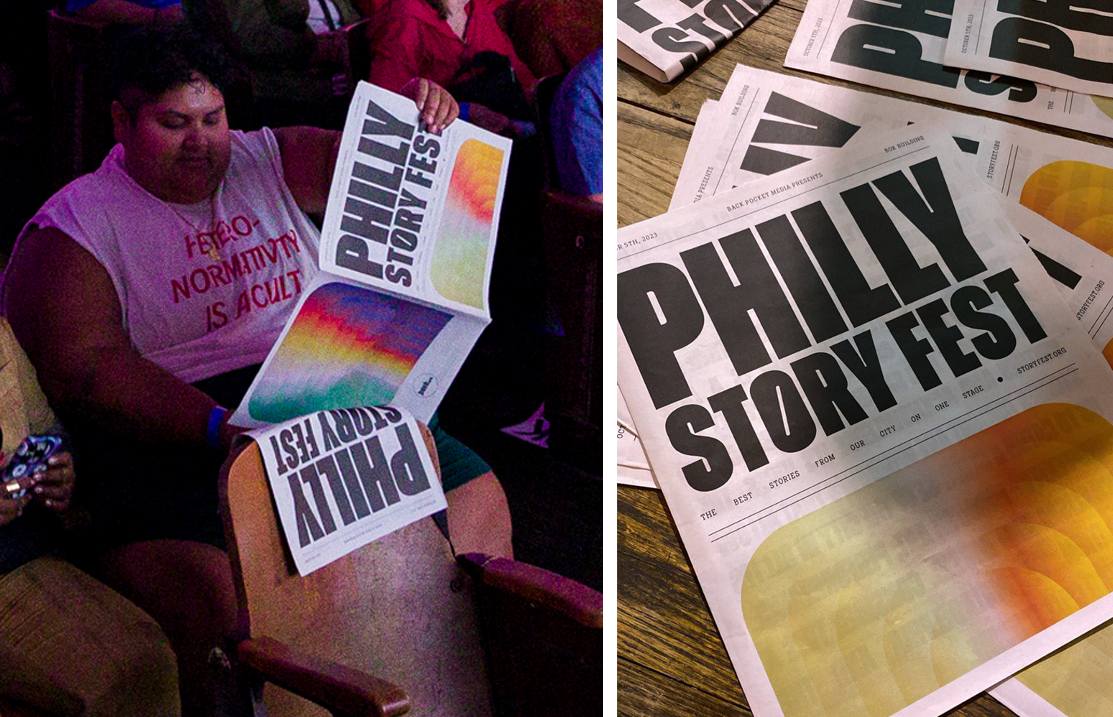 Philly Storyfest program and poster printed by Newspaper Club.