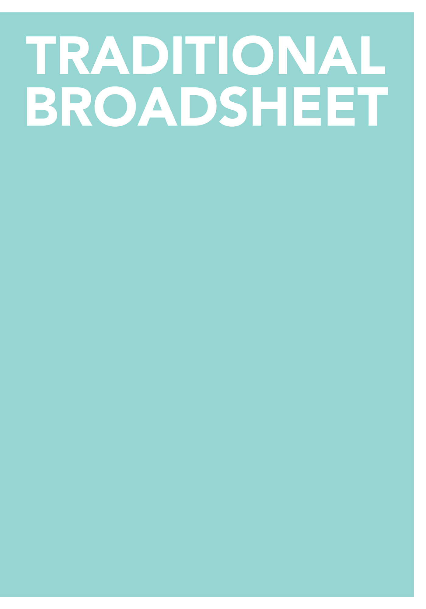 Front cover of blank Traditiaonl Broadsheet template